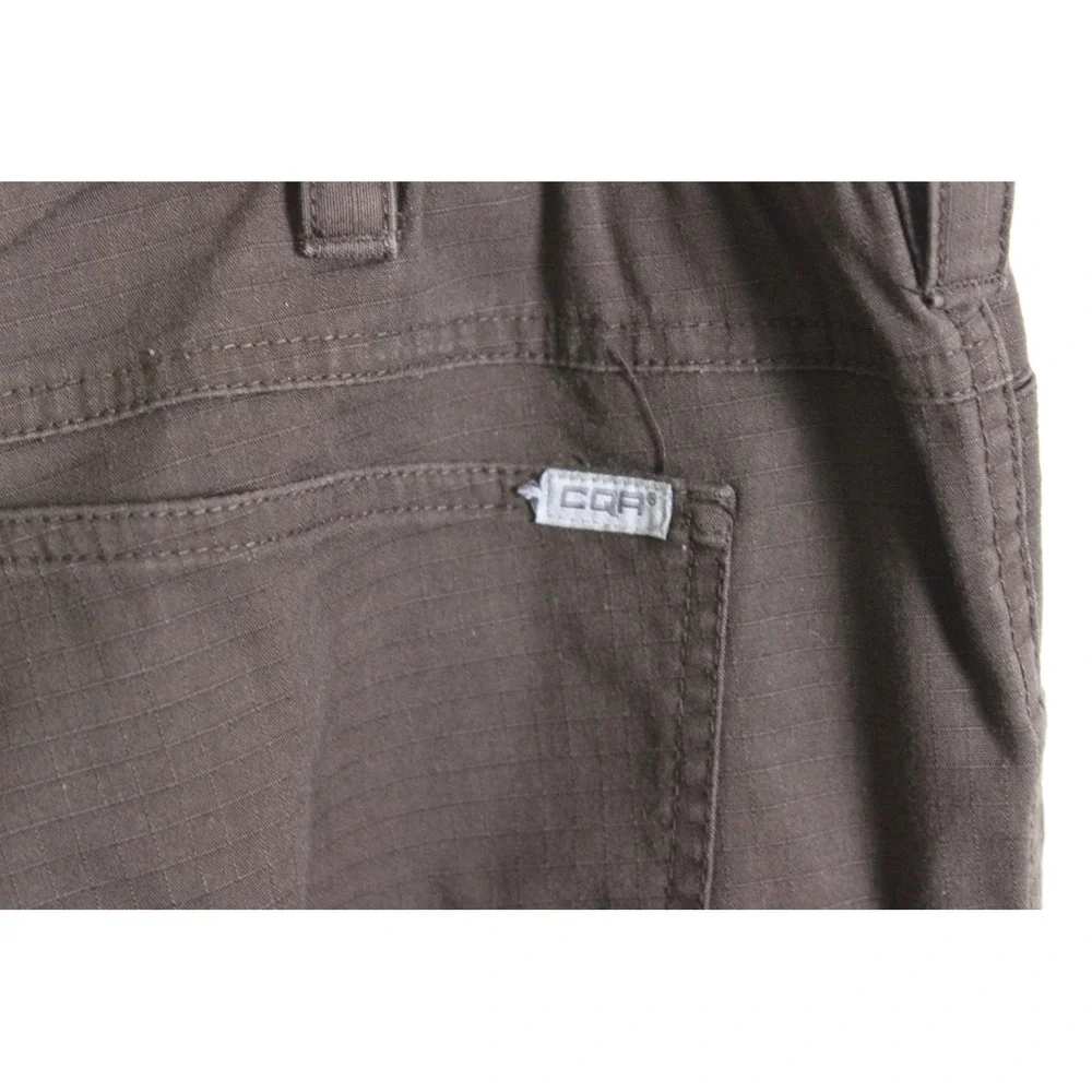 CQR Mens Brown Ripstop Tactical Cargo Pants Elastic Waist Straight Leg 36x31